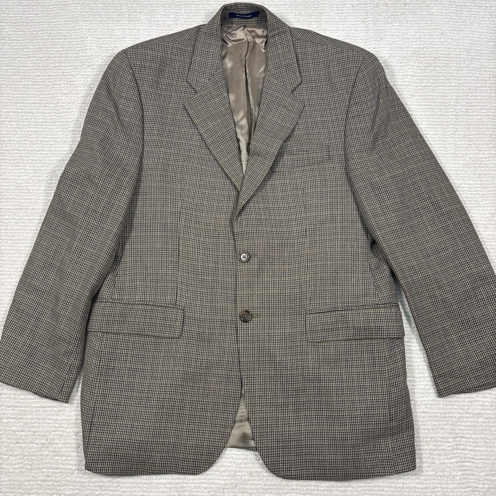 Vintage Ralph Lauren Blazer Mens 42R Polo University Houndstooth‎ Wool Blend